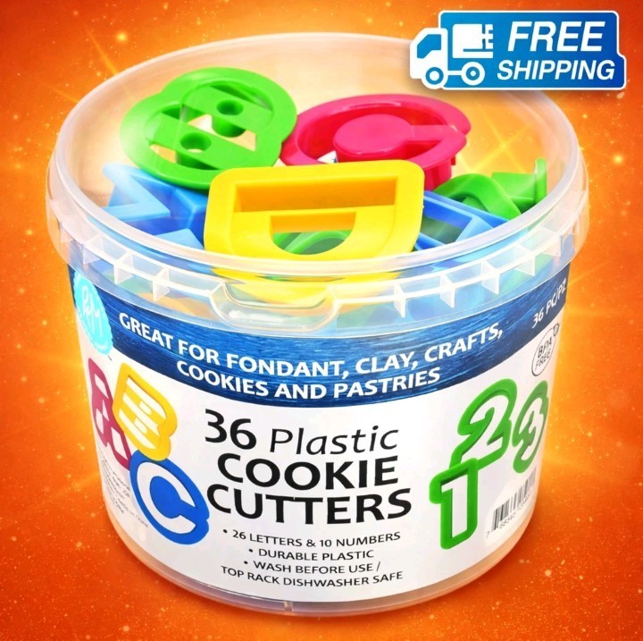 R&M International Alphabet and Number 1.5″ Cookie Cutters, 36-Piece Bucket