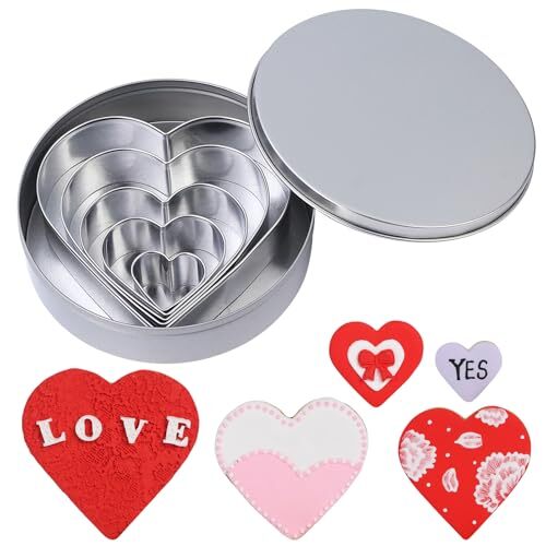 Heart Cookie Cutter Set – 5 Pcs Heart Shaped Cookie Cutters for Valentines Day H
