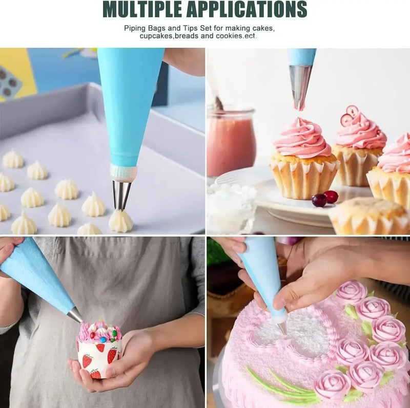 Piping Bags Cake Decorating Tools Reusable Silicone Pastry Bag Stainless Steel N gallery