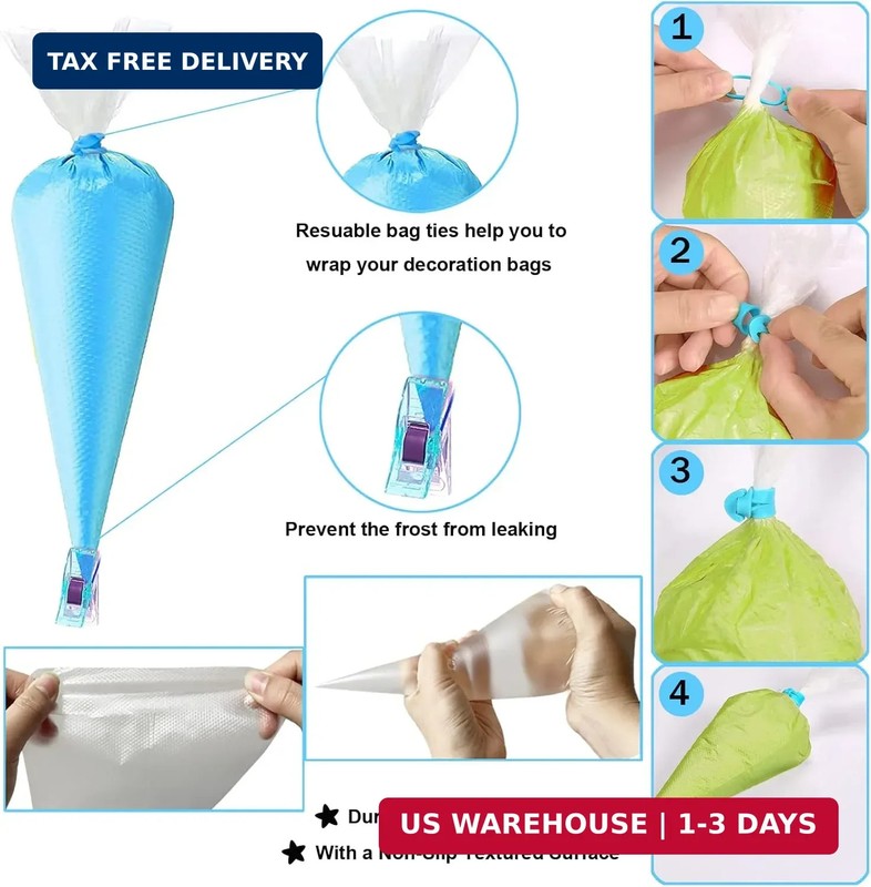 Piping Bags and Tips Set 100 Disposable Pastry Bag 7 Icing Tip Cake Decorating gallery