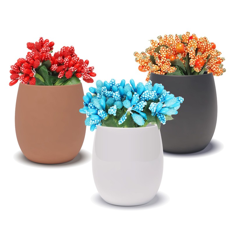 60 Pcs Artificial Flower Stamen Mini Berry Pick Bunch Fruit Floral Stamen White gallery