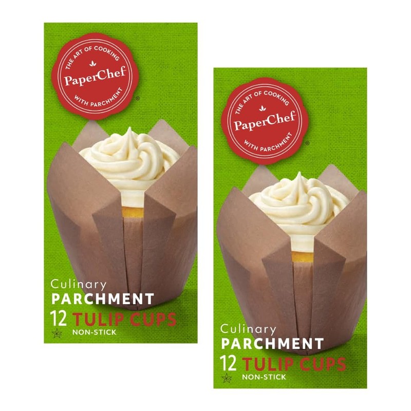 NonStick Paper Parchment Tulip Baking Cups Decorative Muffin Liners 24 PCS