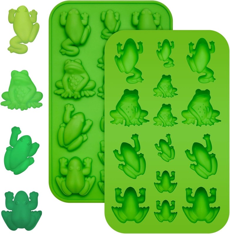 2Pcs Frog Silicone Mold Chocolate Frog Molds Passover Candy Jelly Ice Tray