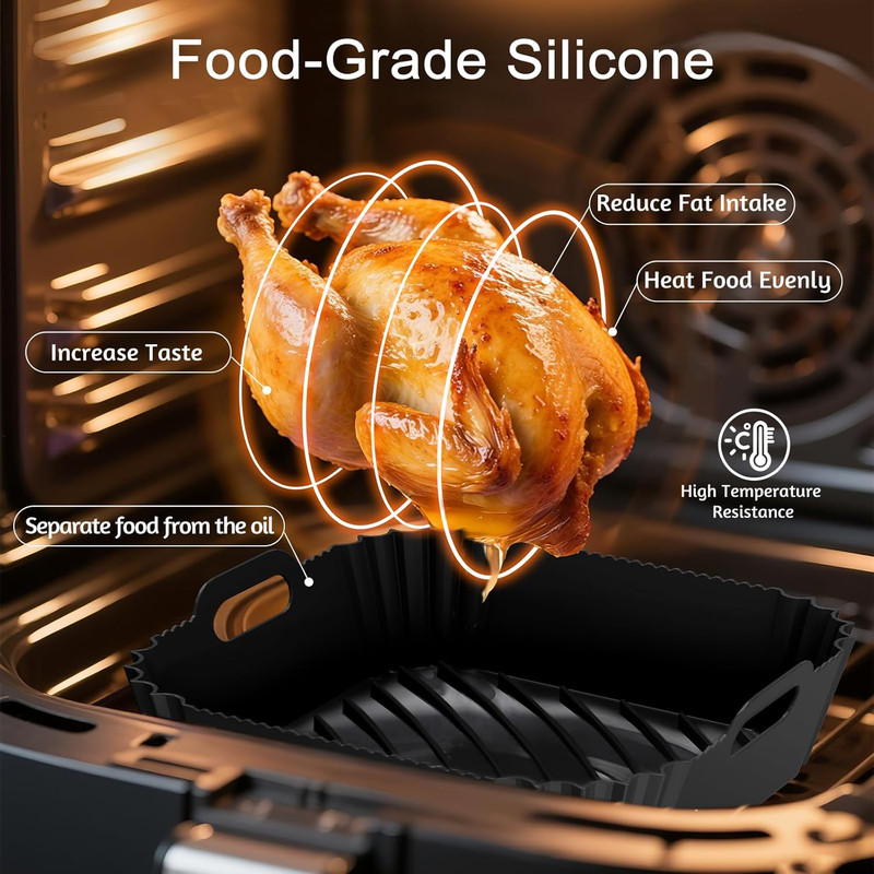 Air Fryer Silicone Liners 2 Pack Reusable 4-6QT Square gallery