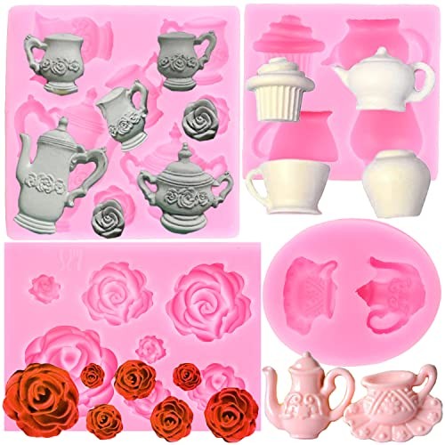 Teapot Silicone Mold Tea Cup Fondant Mold Ice Cream Candy Molds Rose Style C gallery