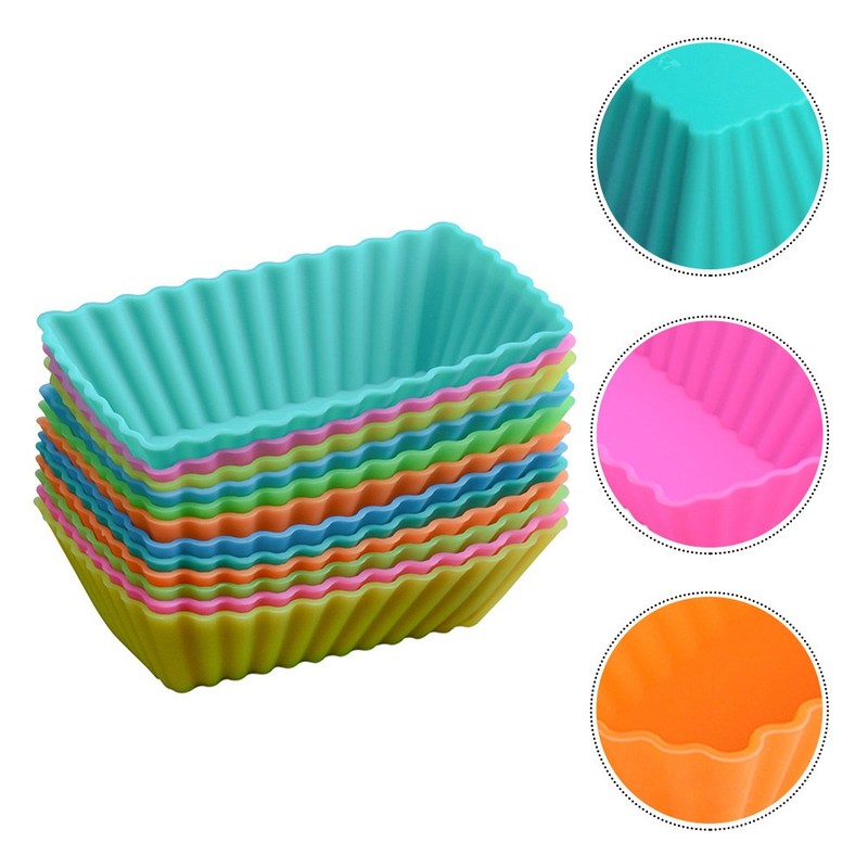 24 Pcs Reusable Silicone Rectangular Muffin Cups Cake Baking Mold Supplies gallery