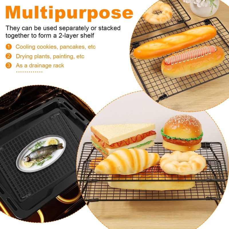 2 Pcs Cooling Racks for Cooking and Baking, 13.4x9.4inch Cookie Cooling Racks... gallery