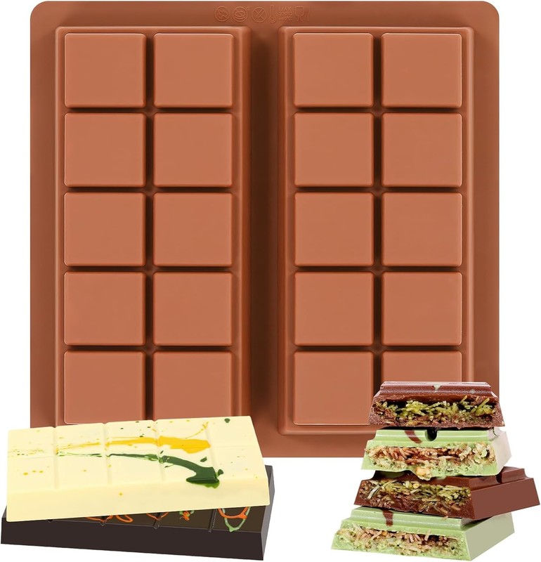 Dubai Chocolate Molds 1 Inch Deep Silicone Chocolate Bar Mold – Non-Stick