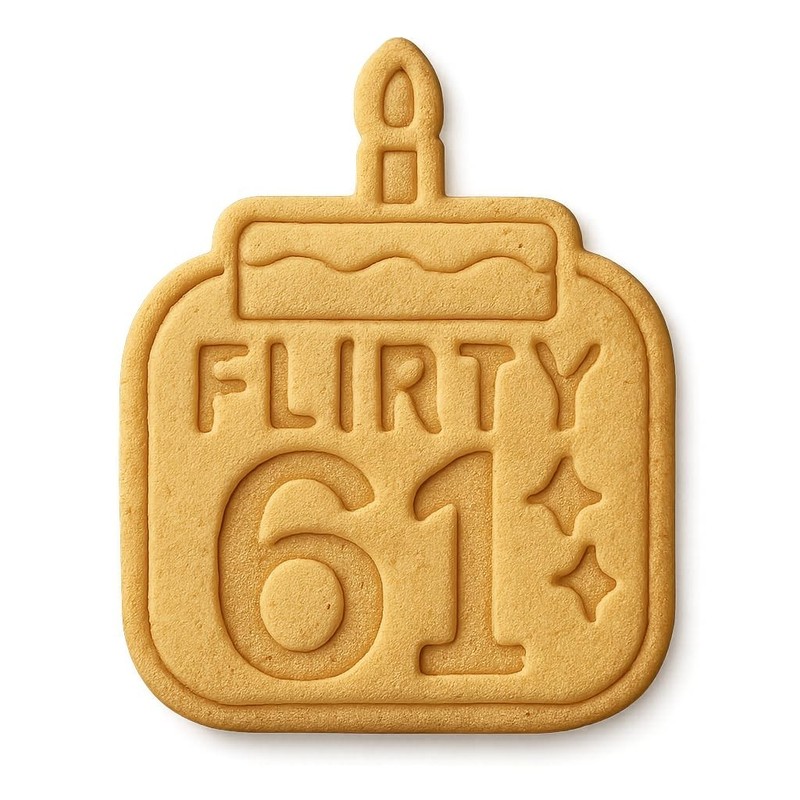 Flirty 61 Winking Cookie Cutter & Stamp, Fondant & Clay – 2.9×4″
