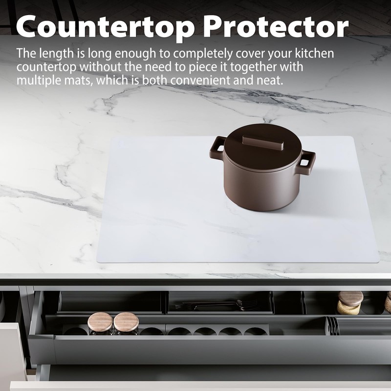 Thick Silicone Counter Mat Large 23.4"by15.6", Heat 23.4"L x 15.6"W, Clear gallery