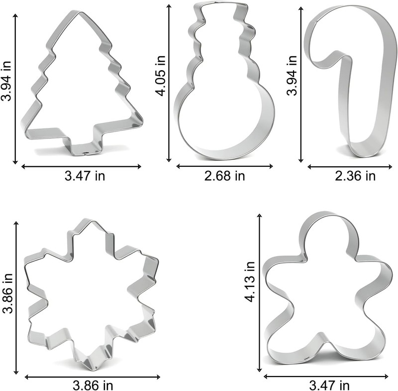Christmas Cookie Cutters Large - 5 Pieces - Gingerbread Man, Christmas Tree, Sno gallery