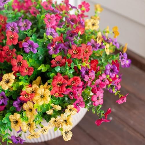 Artificial Flowers for Outdoor Indoor Garden Home Mix Pink Red Purple Yellow gallery
