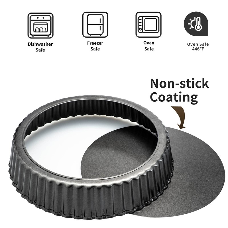Dootafy Deep Dish Quiche Pan, 11” x 2” Tall Pie Pan 11 inch - 1 pack, Gray gallery