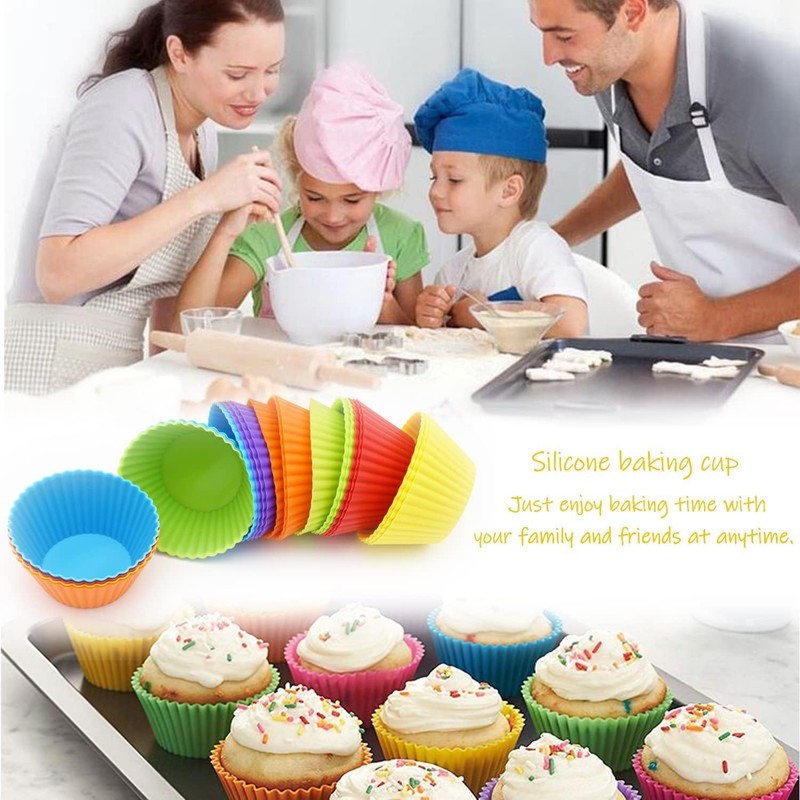 Tazas De Silicona Para Hornear Magdalenas, Paquete De 24, Muffins Reutilizables. gallery