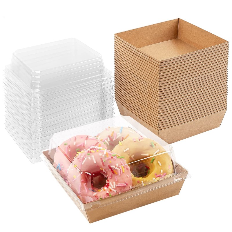 Small Charcuterie Boxes with Clear Lids, To Go Paper Disposable Food Containe…