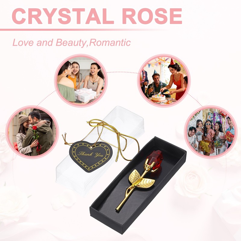 2 Pcs Mini Crystal Rose with Box, Romantic Crystal Rose, Red&Gold gallery