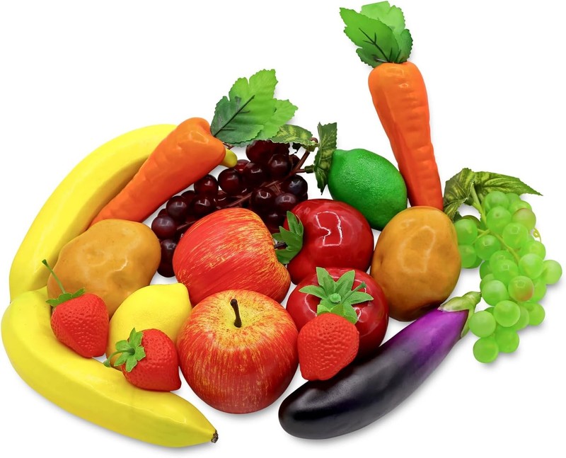 18Pcs Fake Fruits Vetables Realistic Artificial Frutis Fo Decorat