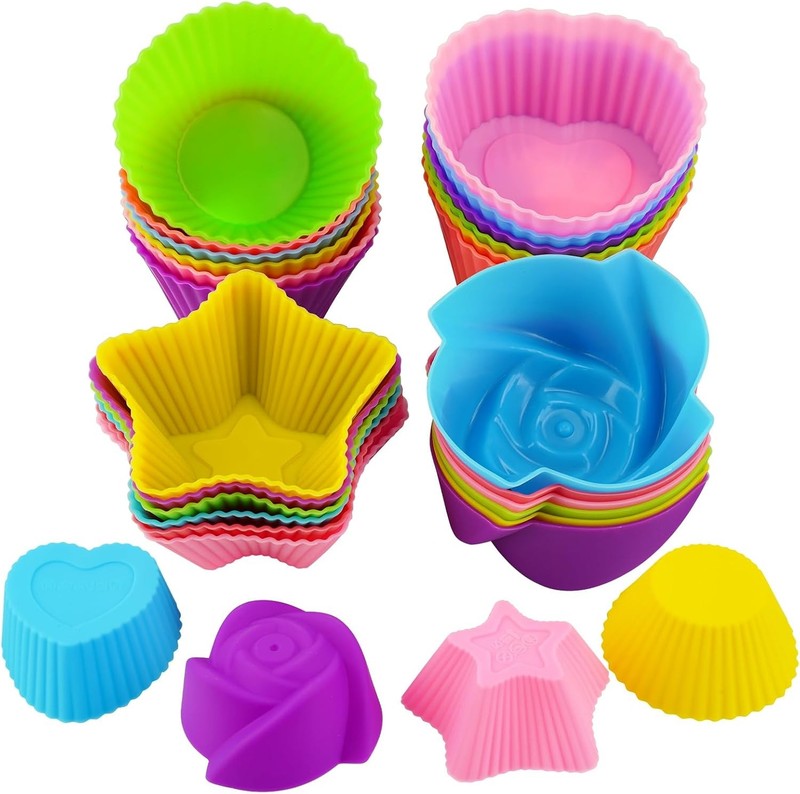 Silicone Cupcake Liners for Baking, 24Pcs Reusable Muffin Cups Greaseproof