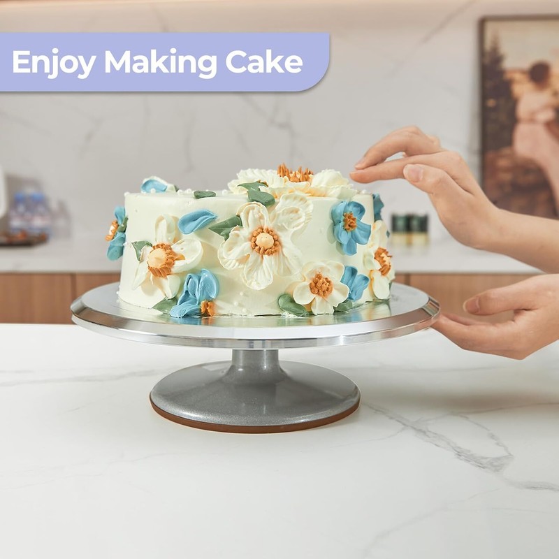 Cake Turntable, Aluminium 12'' Cake Decorating Kit Spinner with 2 Icing gallery