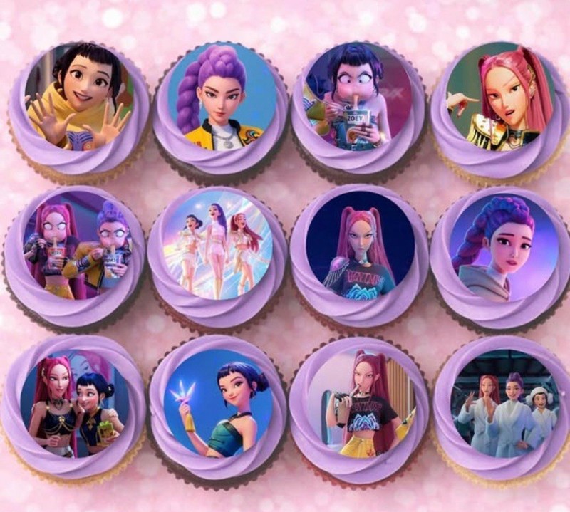 Purple Cartoon Anime Cupcake Picks Set of 12 FROSTED EDIBLE TRANSFER