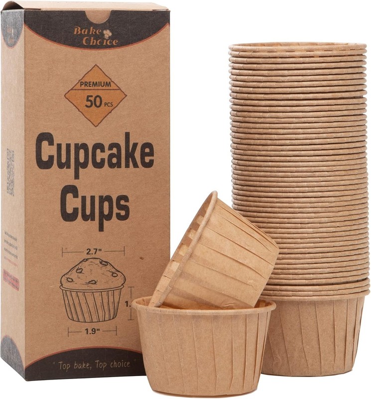 50pcs Natural Cupcake Baking Cups, Heavy Duty Parchment Paper