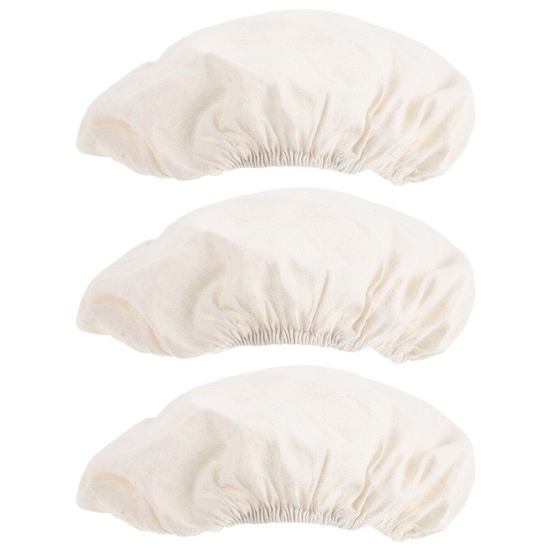 3Pcs Oval Bread Basket Covers Reusable Elastic Dough Cloth for Proofing White