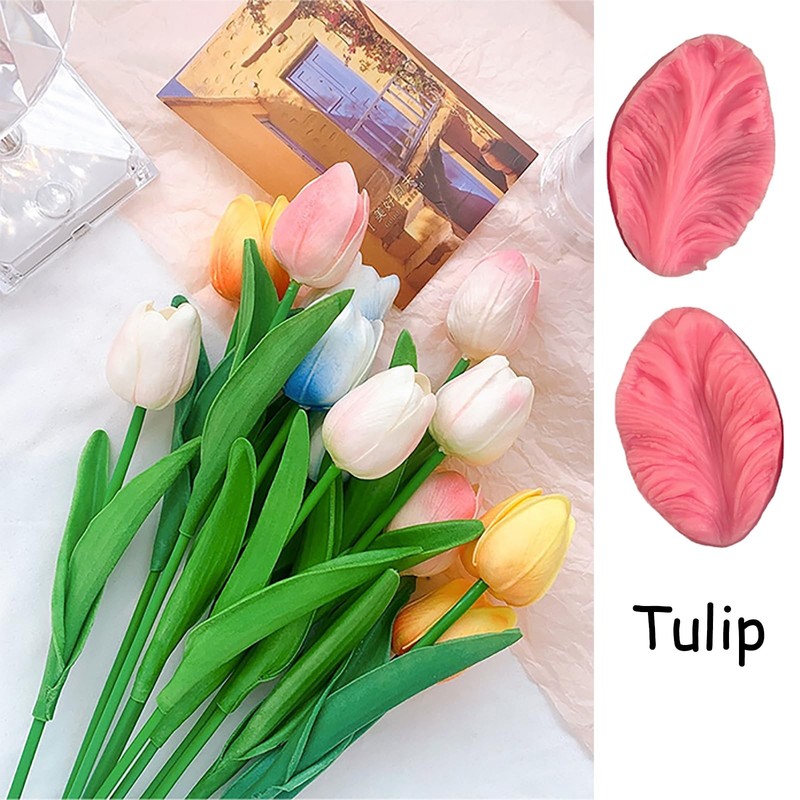 Gumpaste Flower Silicone Veiner Mold 8 Set, Fondant Flower Mold Leaf Tulip Or... gallery