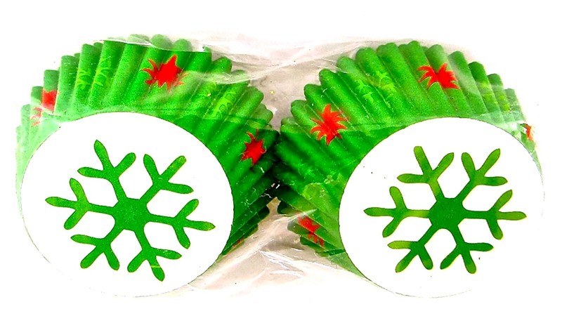 Wilton Snowflake Mini Baking Cups,Green Snowflake, 1.5"d x 1"h, 100x Mini