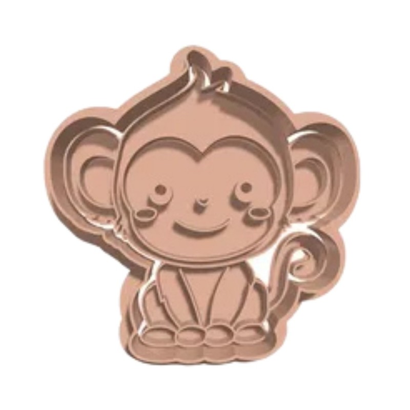 Monkey Cookie Cutter – Cute Jungle Animal 3D Printed Cookie & Fondant Mold