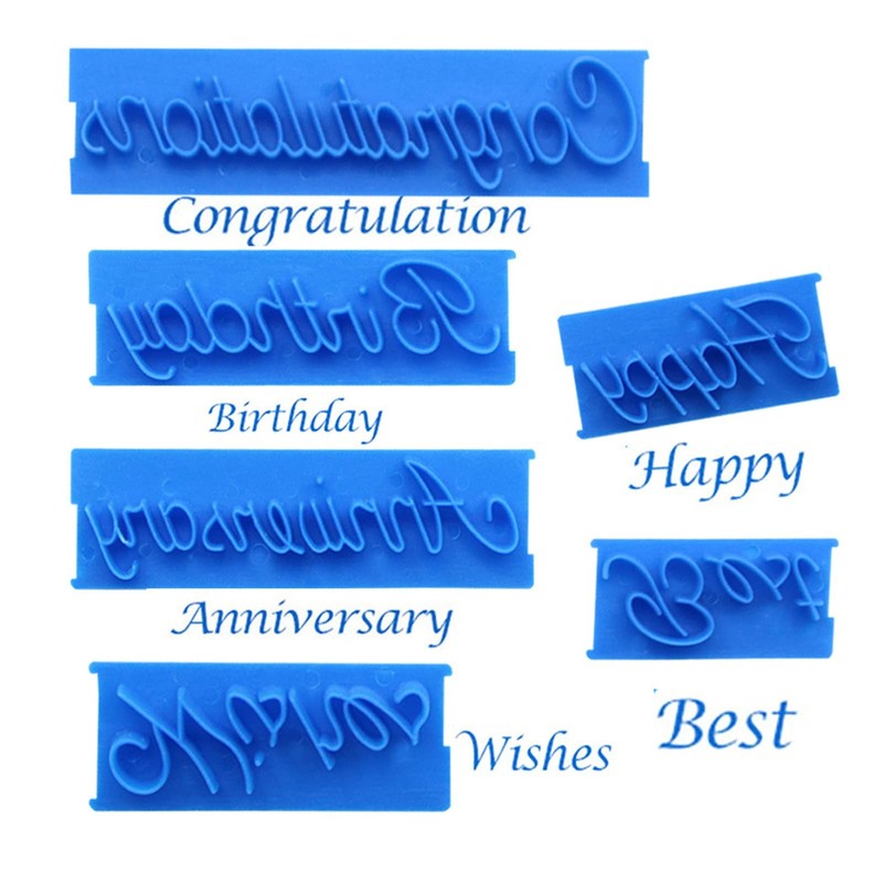 6Pcs Words Cake Mould DIY Handwritten Letter Printed Stamp Mould Bakery Suppl... gallery