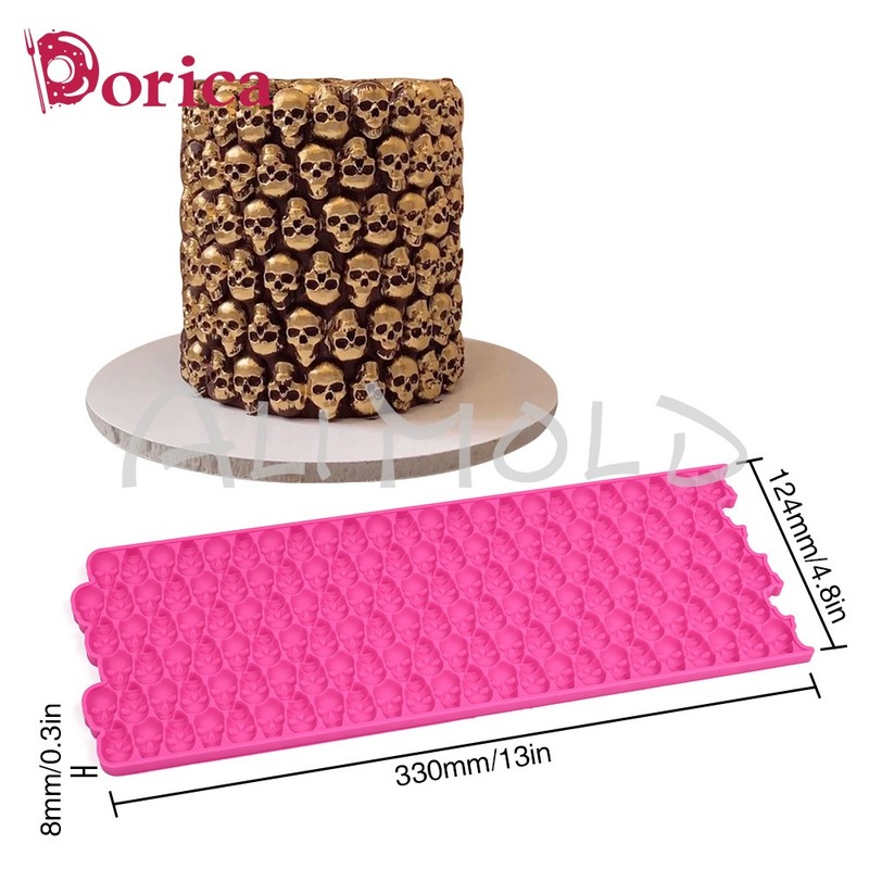 3D Halloween Skull Cake Border Lace Mat DIY Sugarcraft Fondant Chocolate gallery