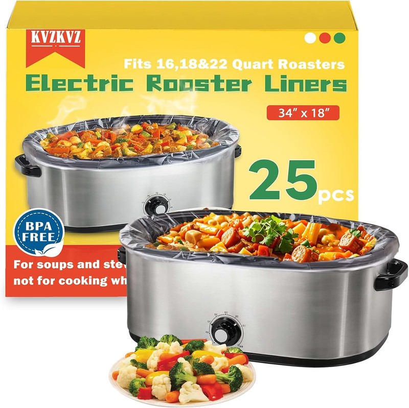 25 Count Electric Roaster Liners, Not Suitable for Baking, 34″ × 18″ Roaster
