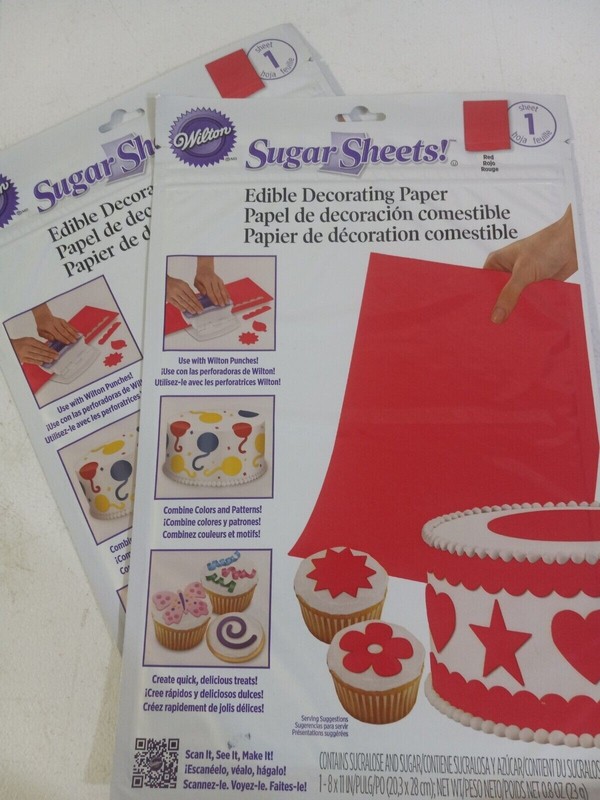 Wilton Red Edible Decorating Paper Sugar Sheets Lot of 2