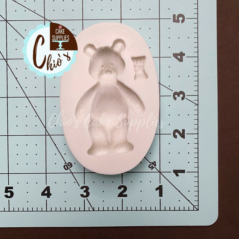 Teddy bear with bow silicone mold gallery