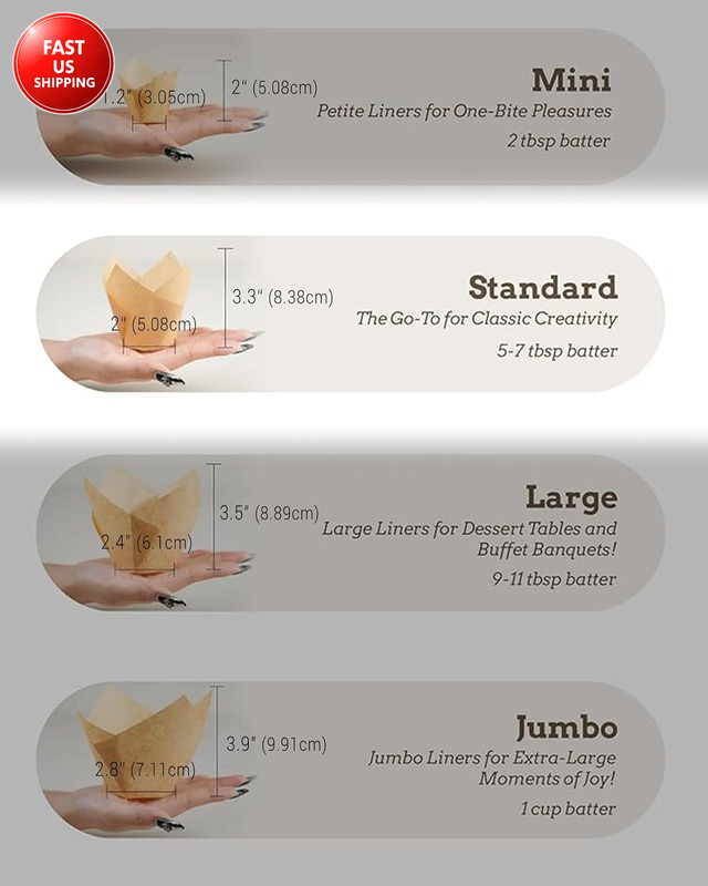 200Pcs Standard Tulip Cupcake Liners for Baking, Newspaper Print Parchment Paper gallery