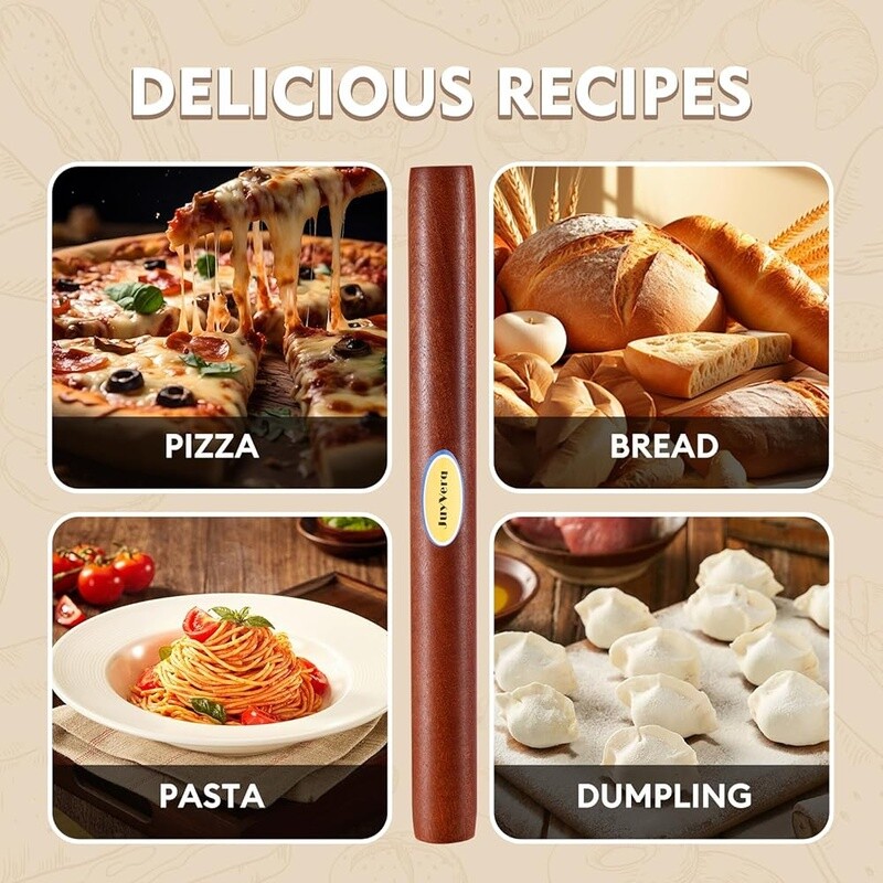 Non-Stick Wood Rolling Pin Baking Pizza Pie Dough Cookie Pastry Kitchen Tool New gallery