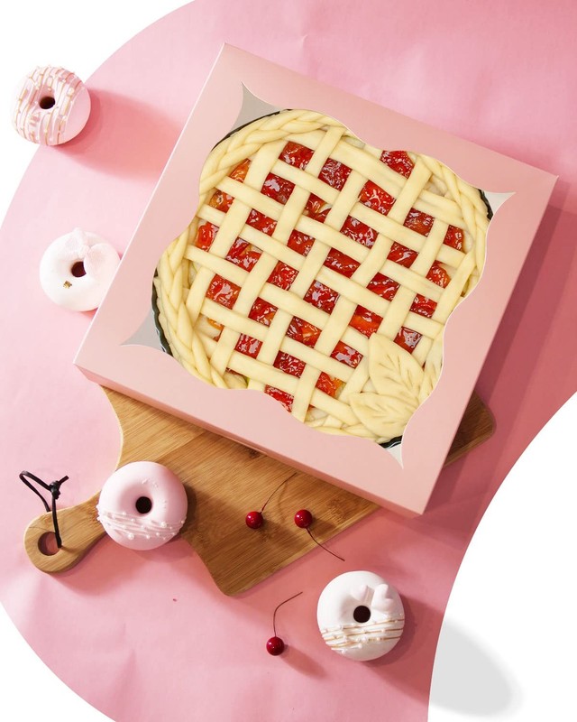 AutoPop Up Pink Pie Boxes Window Cookie Donut Bakery Box 12x12x3 Inch 24 PCS gallery