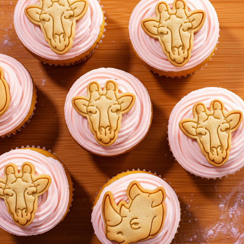 Mini Giraffe & Rhino Cookie Cutter and Stamp Set - safari wildlife animal jungle gallery