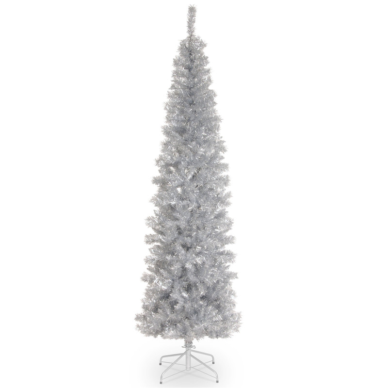 National Tree Company 7 Ft Unlit Silver Tinsel Artificial Christmas Tree 640