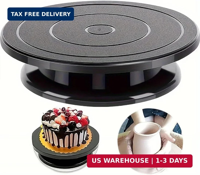 Cake Turntable 11 Inch Rotating Decorating Stand Bakery Pottery Wheel Tool Black