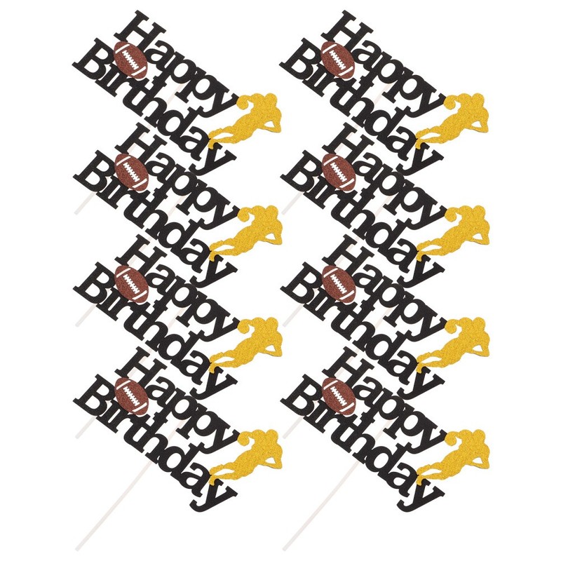 8 Pcs Rugby Cake Decoration American Football Birthday Cupcake Toppers gallery
