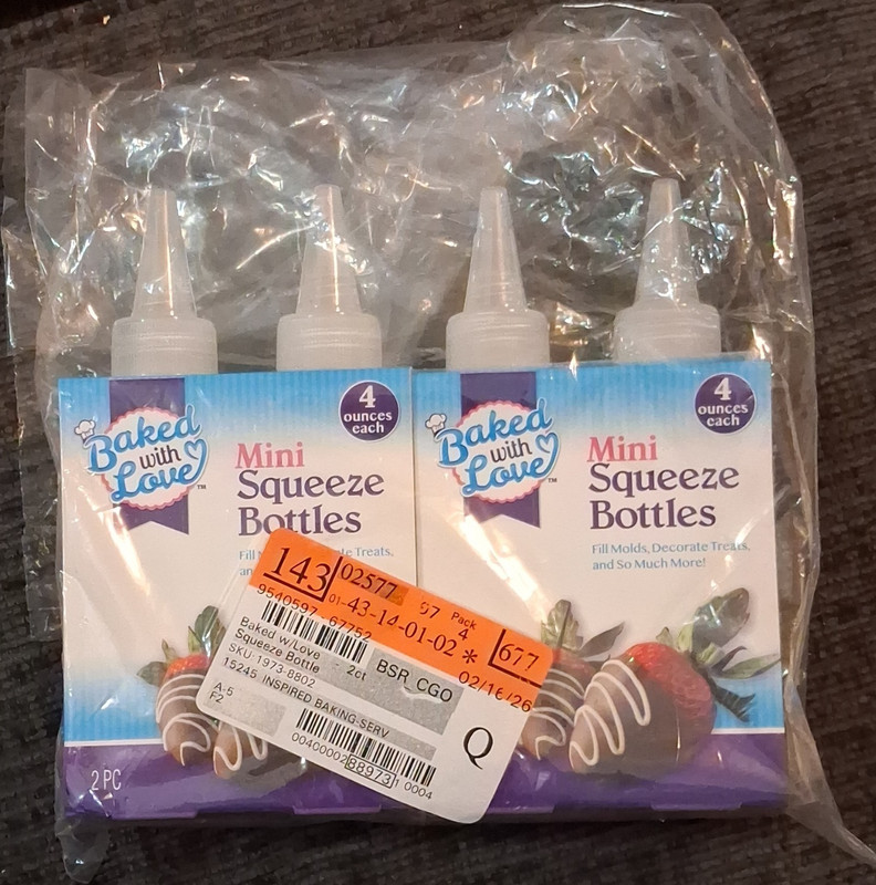 Baked with Love Mini Squeeze Bottles, 4 oz Each, 4-Pack Plastic Clear/White