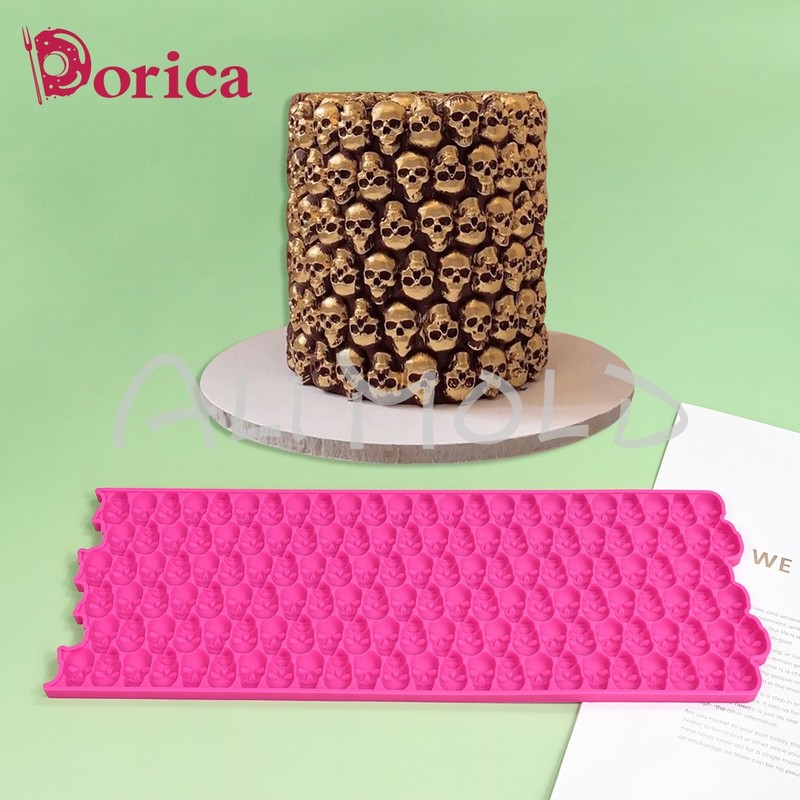 3D Halloween Skull Cake Border Lace Mat DIY Sugarcraft Fondant Chocolate