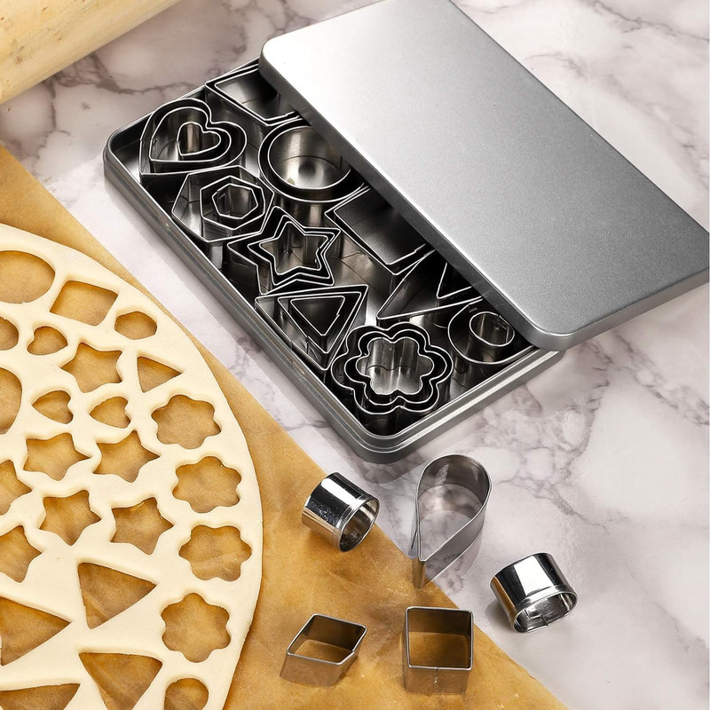 Mini Cookie Cutter Set, 30 Tiny Stainless Steel Cookie Stamps of Rectangle Squar gallery