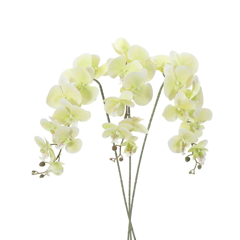 3Pcs 41″ Artificial Orchid Stems 9T Phalaenopsis, Light Green