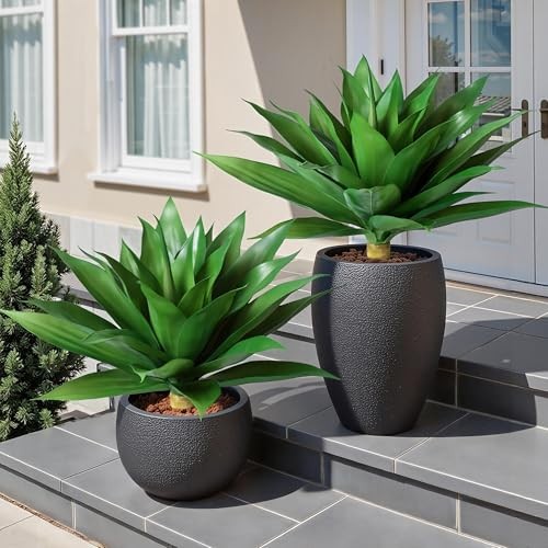 Fake Plants, 2 Pcs 28" Agave Artificial Plants Outdoor UV 28 Inches Green-1 gallery