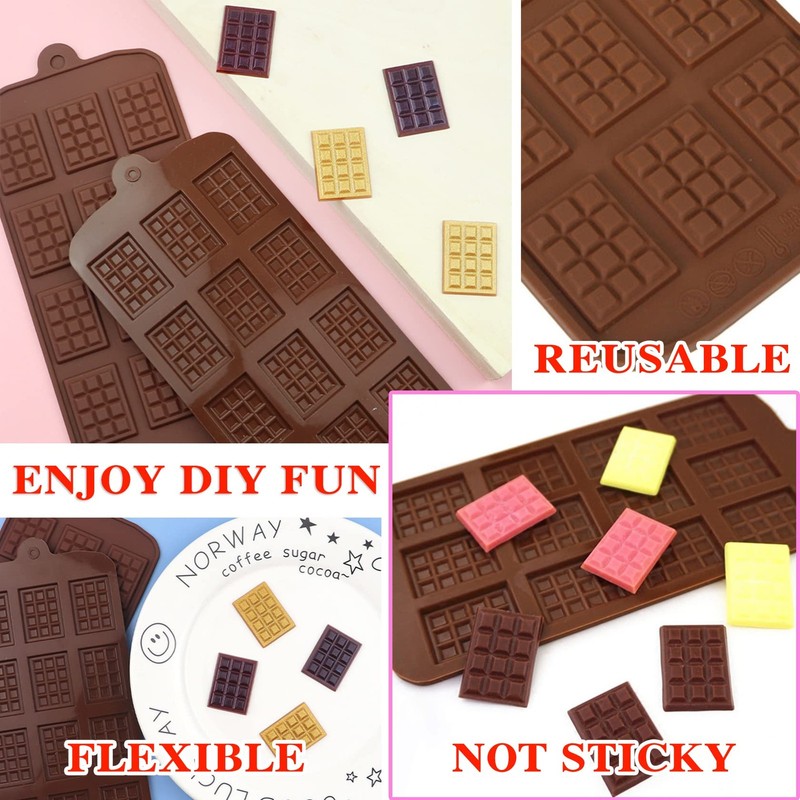 5 Pieces Silicone Break Apart Chocolate Moulds,Silicone Square Mold,NonStick ... gallery