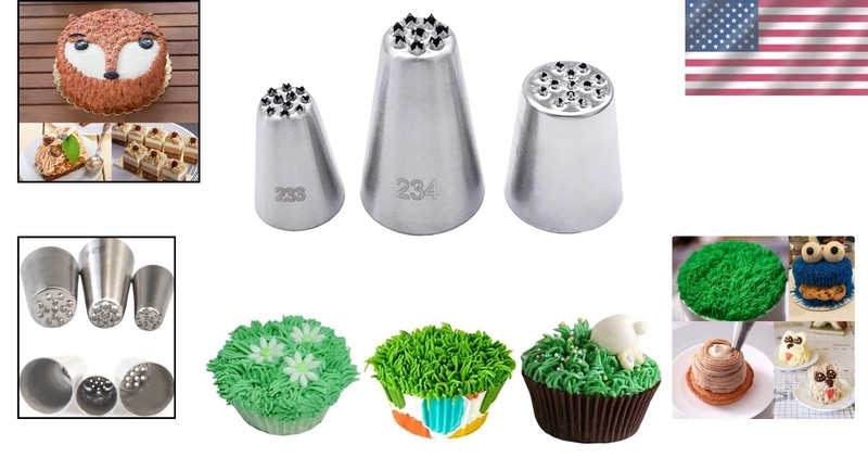 Grass, Hair & Fur Icing Tips Set - Elevate Your Cake Decorating Game gallery