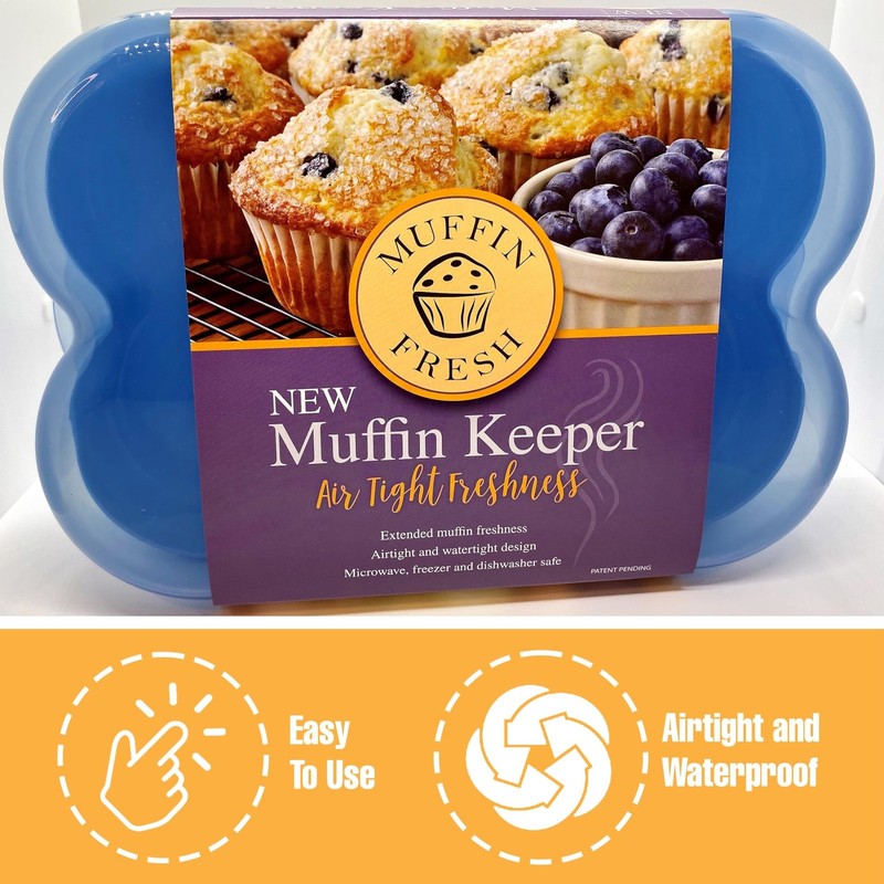 Touch Up Cup Muffin Fresh Storage Container Holder with Lid, Large, Blue gallery