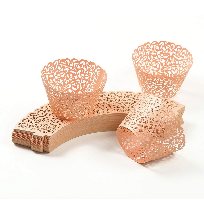 120 PCS Pink Vine Laser Cut Cupcake Wrappers, Artistic Bake Cake Paper Cups gallery